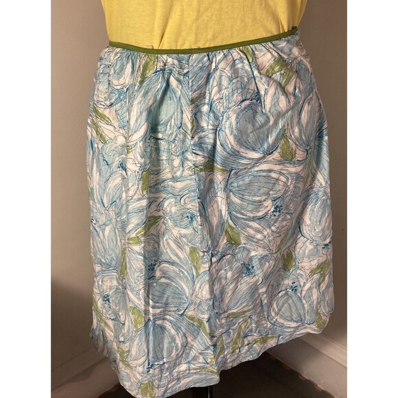 CUTE Vintage 1950s SOFT & Thin Floral Cotton Full Skirt W/ Pockets Paisley Swirl - Picture 1 of 10